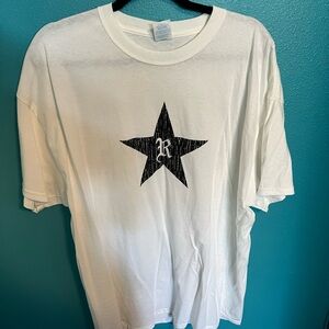 White T-Shirt with Black Star Graphic